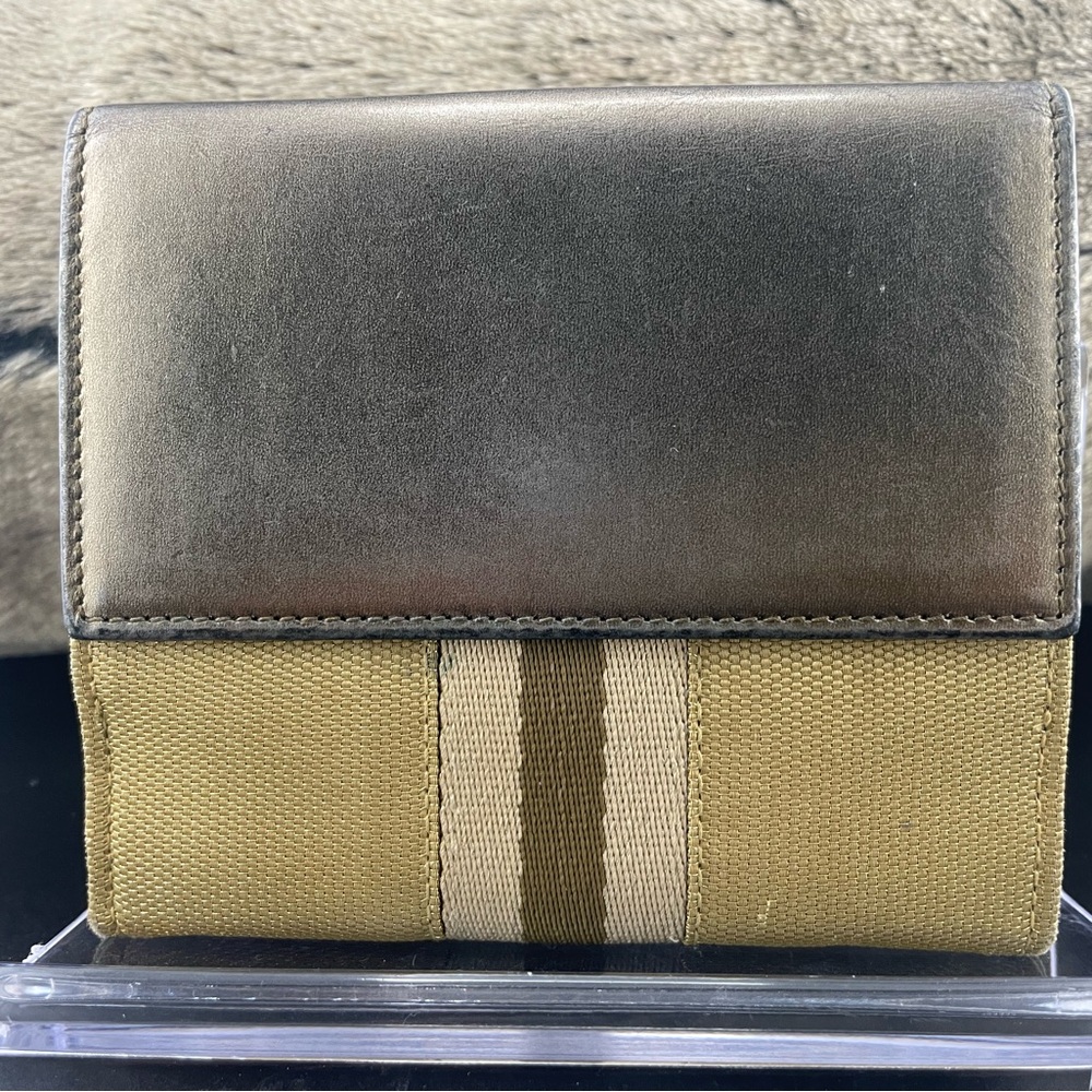 Gucci Khaki Canvas wallet with Black Accents